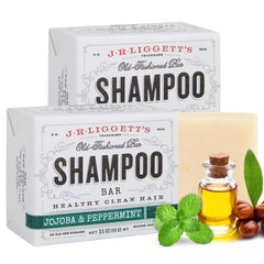 J.R.LIGGETT'S Shampoo Bar pack shot highlights natural cleansing with jojoba and peppermint.