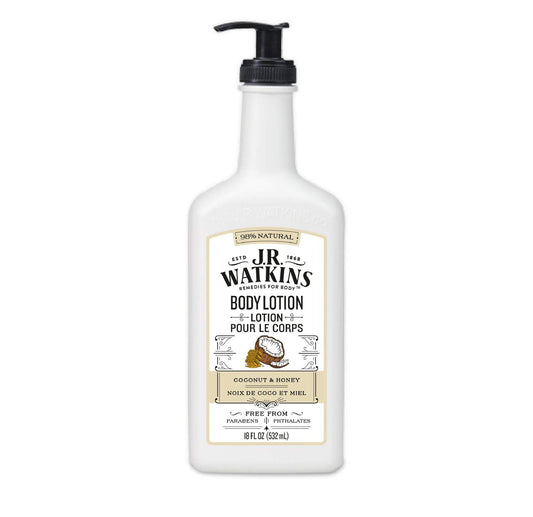 J.R. Watkins Daily Moisturizing Lotion pump closeup showing creamy hydration.