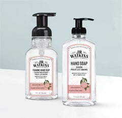 Closeup of J.R. Watkins Grapefruit foaming hand soap texture.