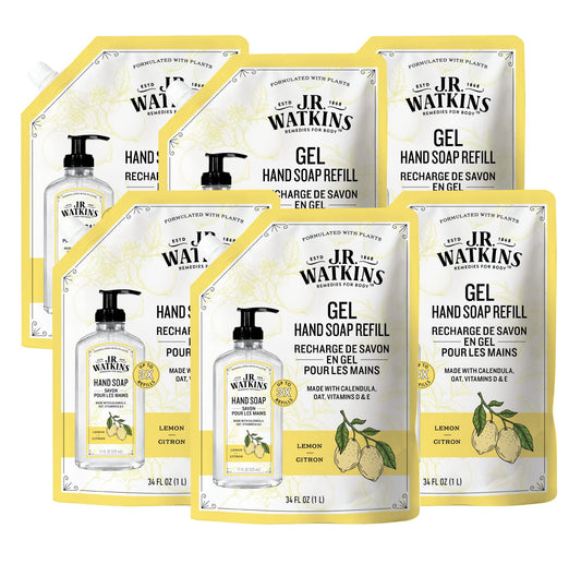 J.R. Watkins lemon hand soap refill pouch for easy bottle refills