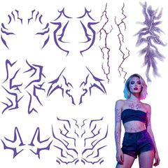 JRRZETA ombre tattoo pack with bold purple designs for cosplay and party looks.