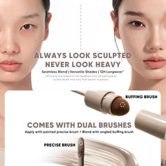 Judydoll pointed precise brush for targeted contour application.