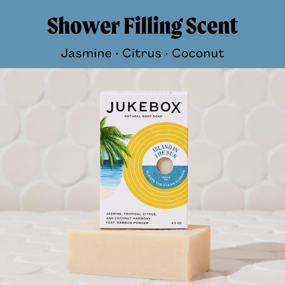 JUKEBOX Island in the Sun scent notes Jasmine Citrus Coconut for a tropical mood