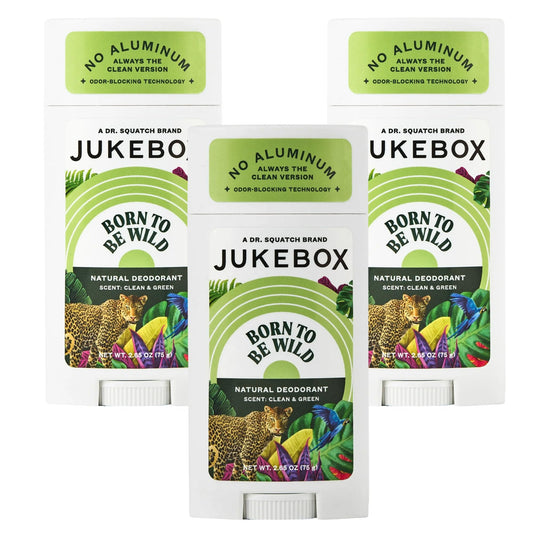 JUKEBOX natural deodorant bottle with Wild Fern scent for all-day freshness.