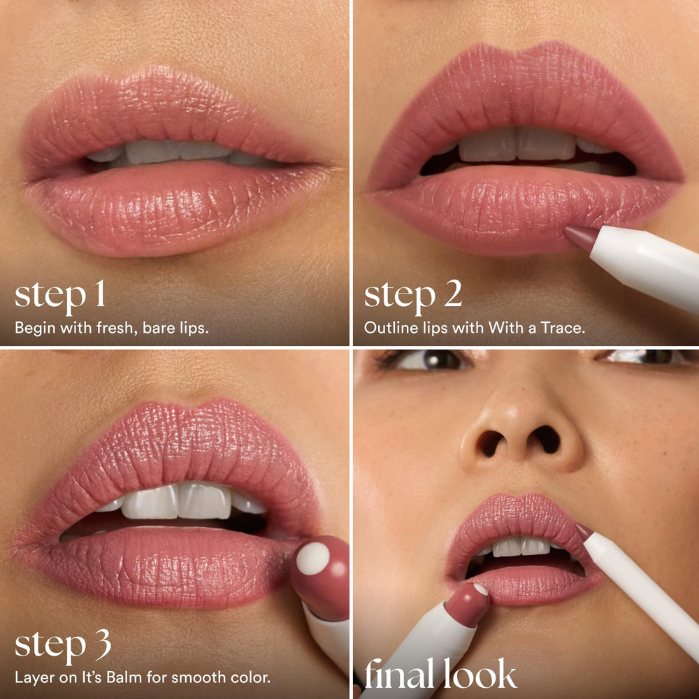 Almond Nude swatch on lips for natural, everyday look.