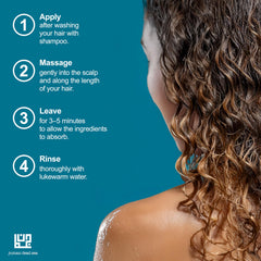 JUMAN Dead Sea Leave-In Conditioner close-up on moisturized hair texture.