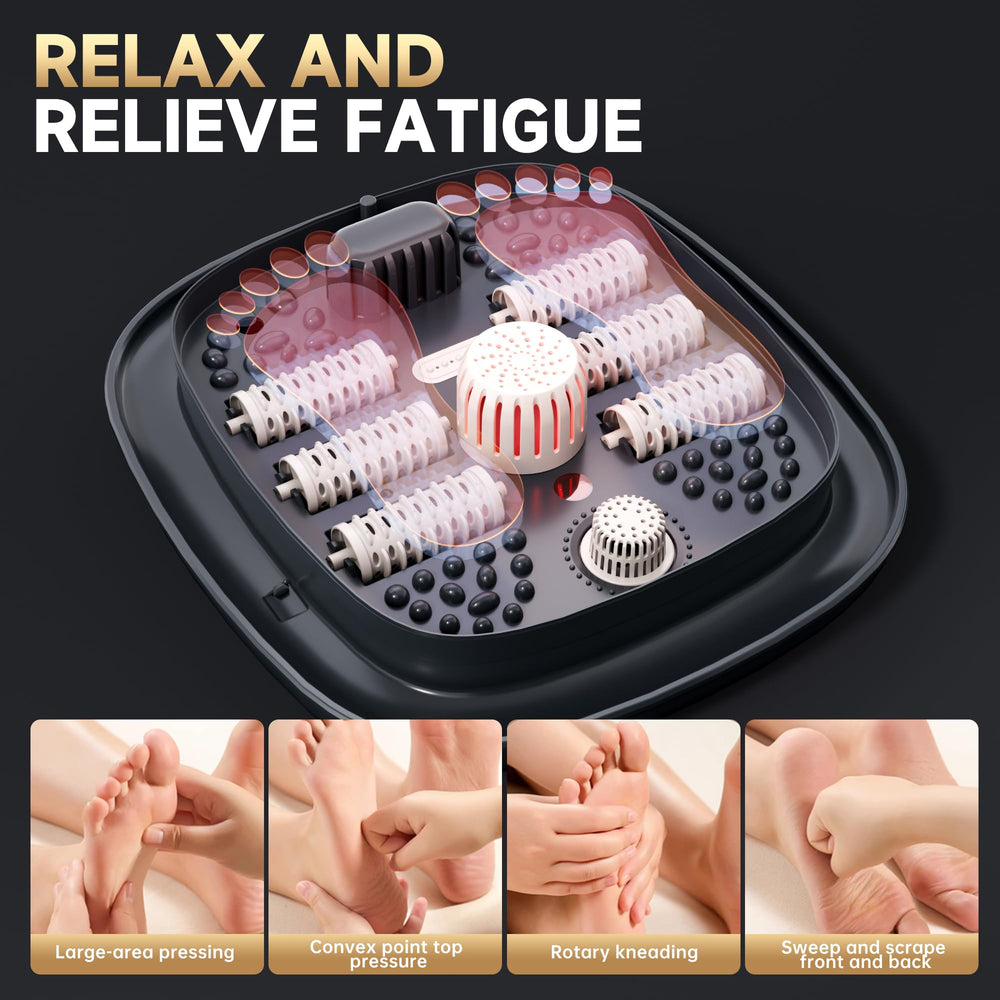 Junatuqiu Deluxe Foot Bath Spa 3D shiatsu rollers target pressure points for foot comfort.