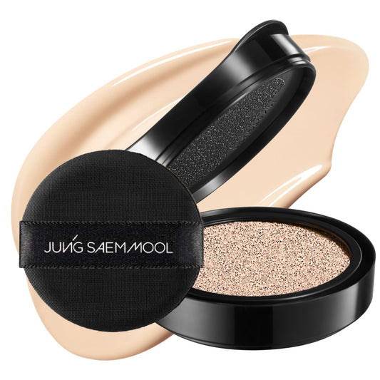 JUNG SAEM MOOL Essential Skin Nuder Cushion compact with refill for smooth, natural hydration.