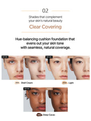Jung Saem Mool Essential Skin Nuder Cushion SPF 50 broad spectrum protection for daily use.