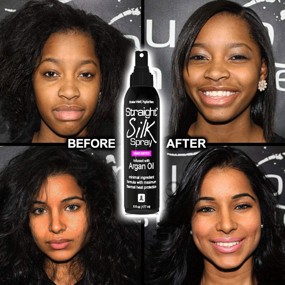 JuniorLabs Straight Silk Spray in use during a blow-dry routine