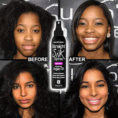 JuniorLabs Straight Silk Spray in use during a blow-dry routine