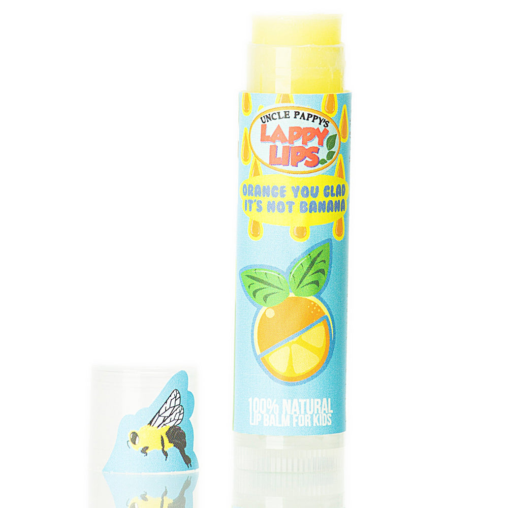 Just Bee Lappy Lips bubble num lip balm, playful packaging for kids