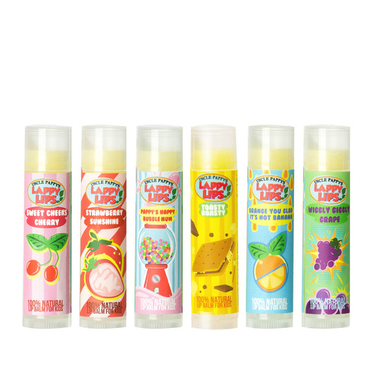Just Bee Lappy Lips cherry flavor lip balm for kids, smooth hydration on the go