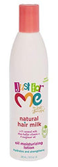 Just For Me Natural Hair Milk Lotion applied to hair demonstrates smooth, frizz control.