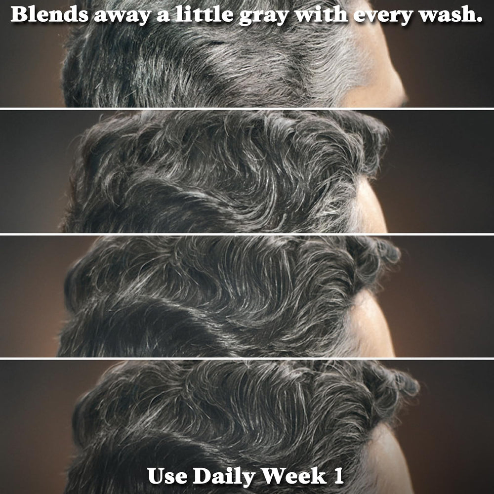 Just For Men Control GX 2-in-1 shampoo and conditioner on a bathroom shelf.