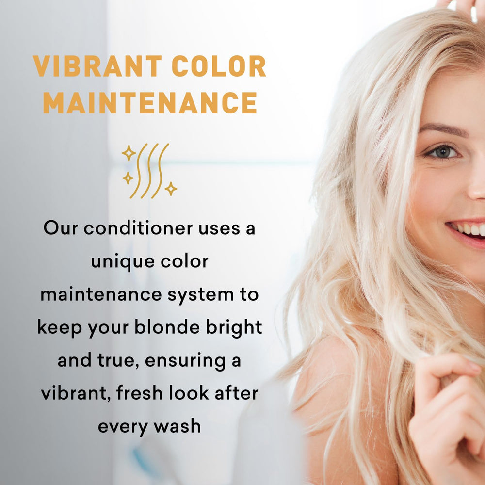 Just Nutritive Conditioner packaging highlighting sulfate-free, color-safe care for blondes.
