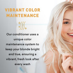 Just Nutritive Conditioner packaging highlighting sulfate-free, color-safe care for blondes.