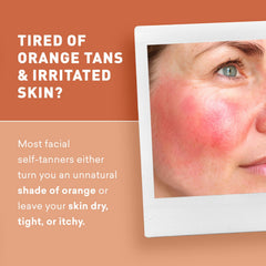 Just Nutritive sunless tanning daily facial cream application shows an even tan without streaks.