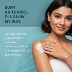 Just Nutritive Sunless Tanning Lotion Dark Tones applying by hands for quick color