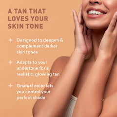 Just Nutritive Sunless Tanning Lotion Dark Tones texture swatch with rich moisturizing formula