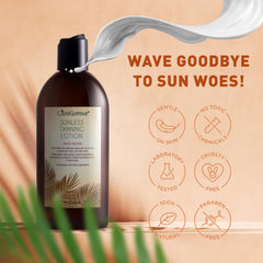 Just Nutritive sunless tanning lotion swatches on arm show natural color