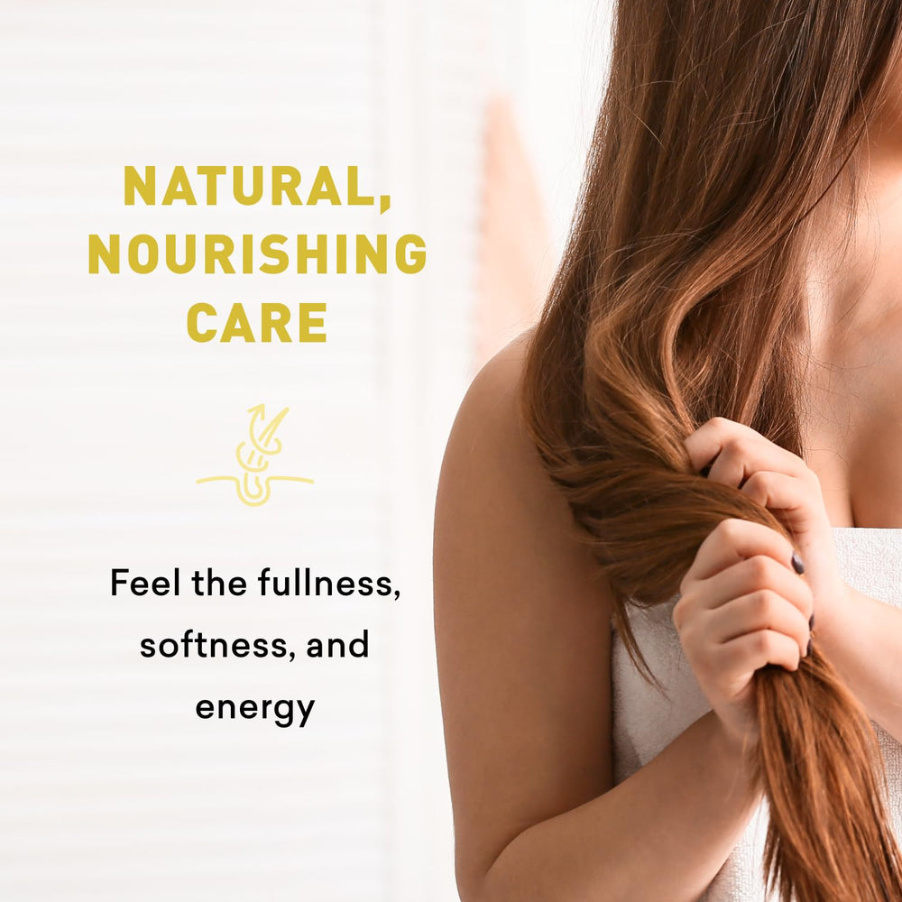 Just Nutritive Thicker Hair Shampoo packaging box highlights natural ingredients