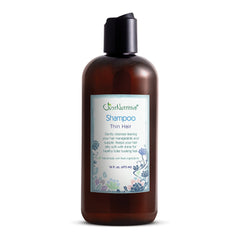 Just Nutritive Thin Hair Shampoo bottle highlights a gentle formula for fuller-looking hair