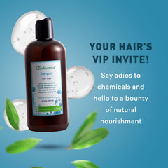 Just Nutritive Thin Hair Shampoo label communicates cruelty-free, USA-made care