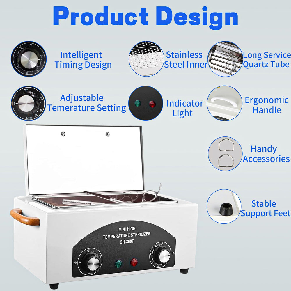 JUSTHERE sterilizer temperature and time control close-up for precise cycles.