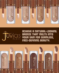 Juvia's Place Bronzed Liquid Bronzer Cinnamon on nose profile for balanced warmth.