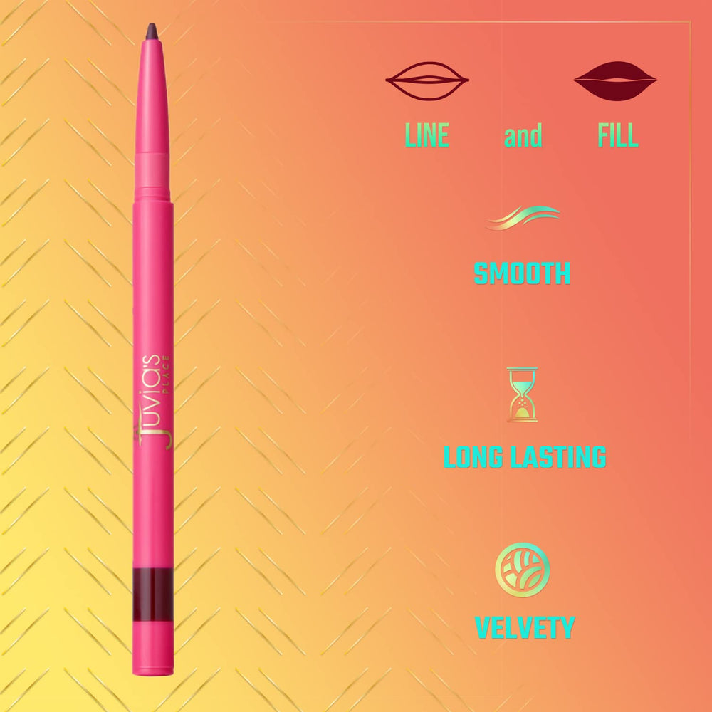 Juvia's Place Coffee Shop Luxe Lip Liner Scorpio swatch shows creamy texture for smooth outlining.