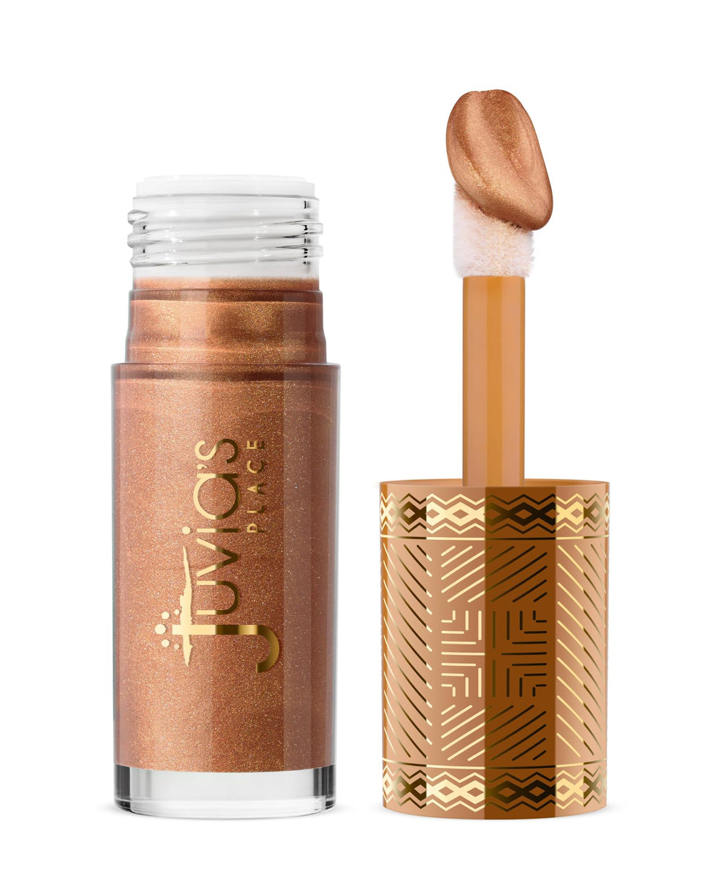 Juvia's Place Nubian Glow bottle shows buildable bronze shimmer for on-the-go glow.