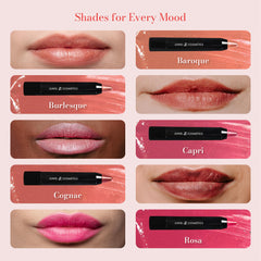 Swatch of Juwel Cosmetics Burlesque retractable lip crayon showing rich hue and shine