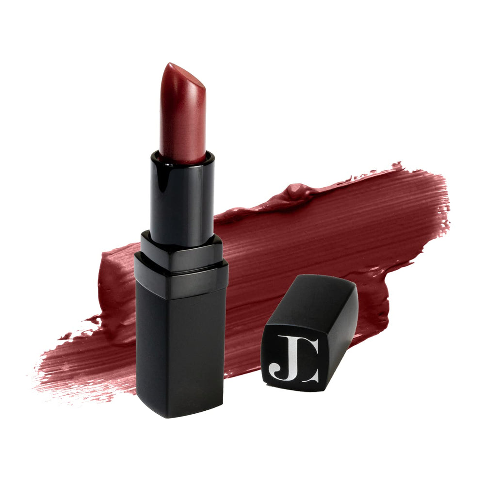 Juwel Frosted Finish Lipstick Starlet packaging close-up shows premium, lead-free formula