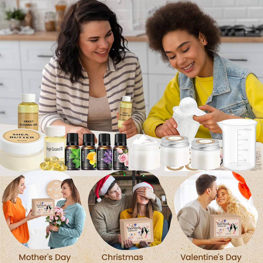 JUYRLE Hair moisturizer jars and tools keep your DIY kit organized.