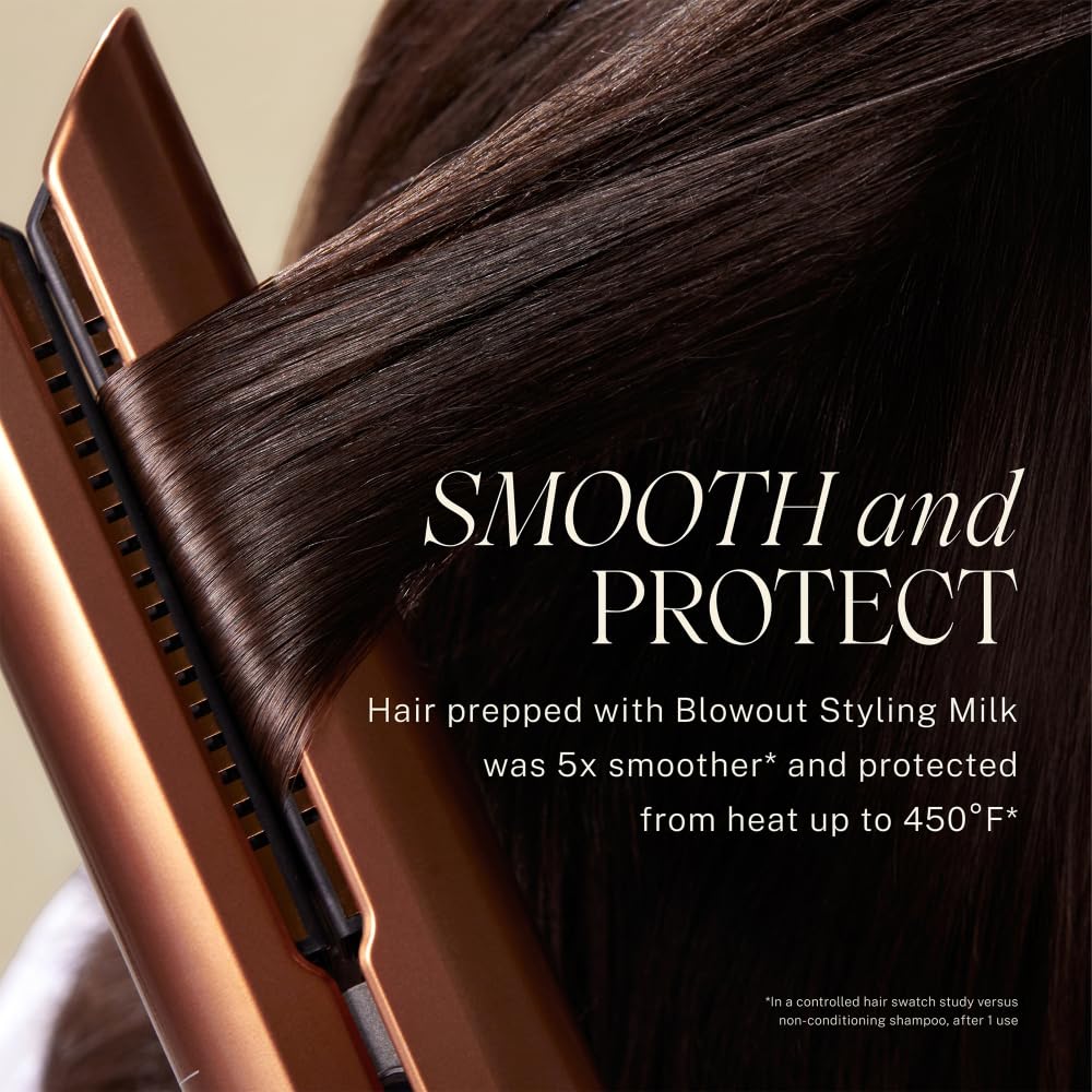 JVN Complete Blowout Styling Milk Orchid Milk hydrates and locks in moisture for silky results.