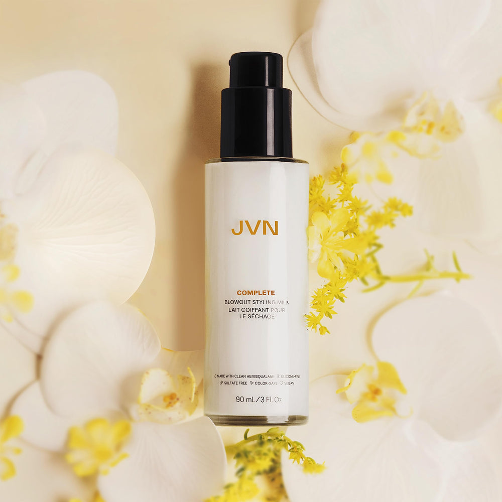 Travel-friendly packaging for on-the-go styling with JVN Complete Blowout Styling Milk.