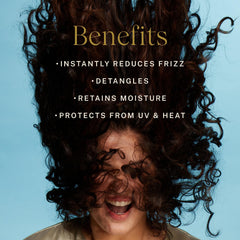 JVN Complete Leave-In Conditioning Mist dispensing action highlights a fine mist for even coverage.