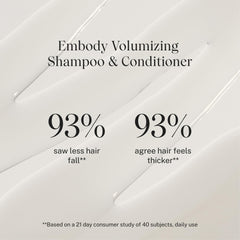 Close-up of JVN Embody conditioner being applied to mid-lengths for added body.