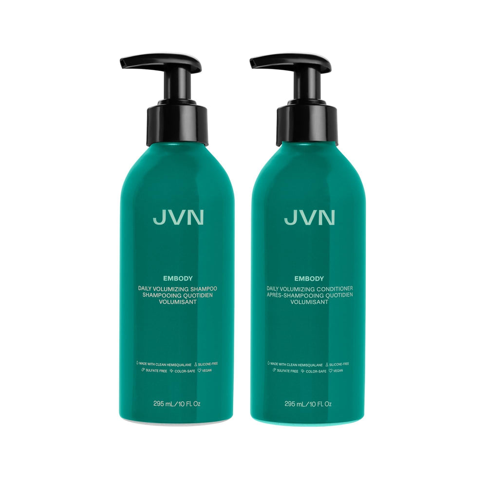 JVN Embody volumizing shampoo bottle showing fullness and shine