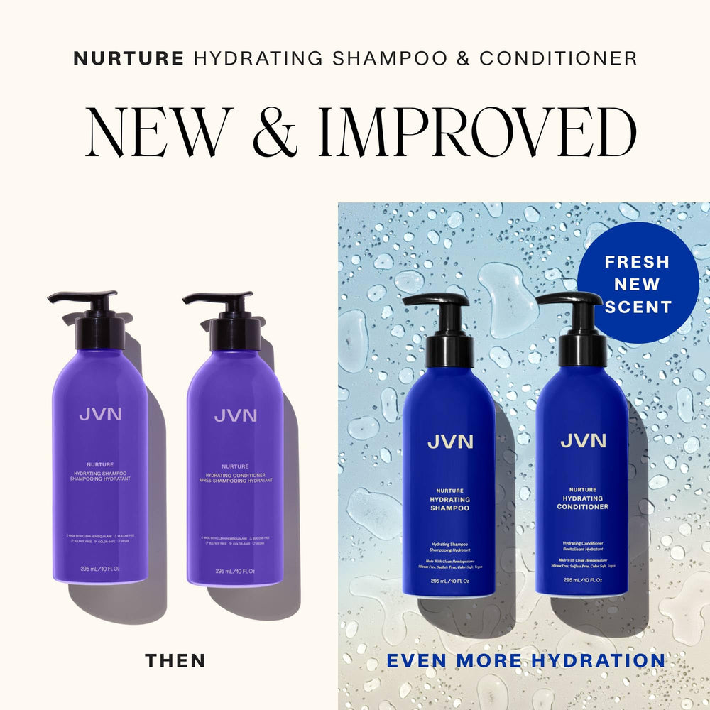 Hair appears smoother with reduced frizz after conditioning.