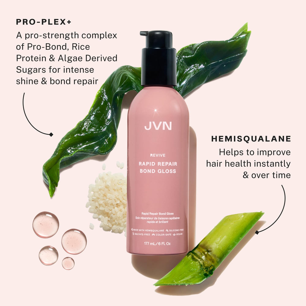 JVN Revive Conditioner close-up shows smoothing and conditioning for hair.
