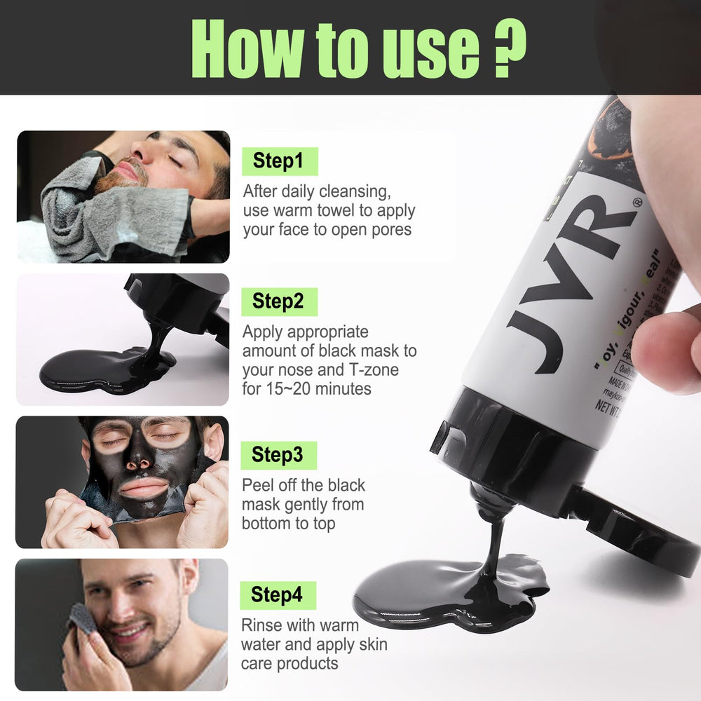 JVR Charcoal Peel-Off Mask clean-looking finish on face