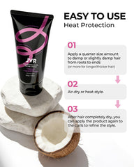 JVR Curl Cream delivers lightweight anti-frizz finish.