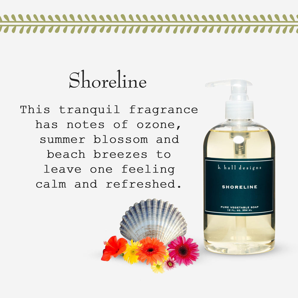 K. Hall Designs Shoreline packaging uses recycled materials and cruelty-free production.
