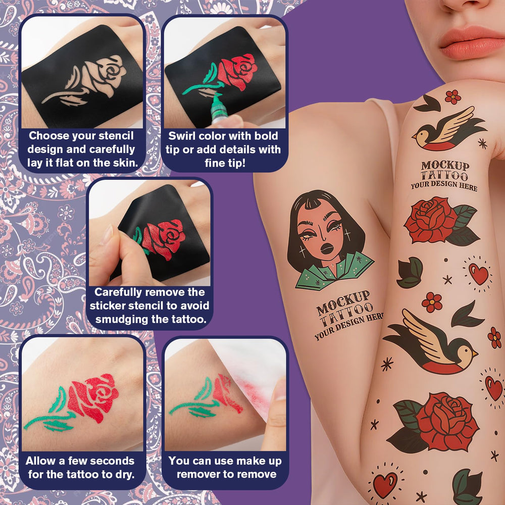 K KERNOWO stencil set and transfer stickers enable instant artwork