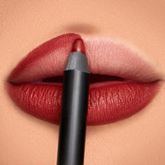 K7L Flame lip crayon packshot shows vegan formula and bold red brown color