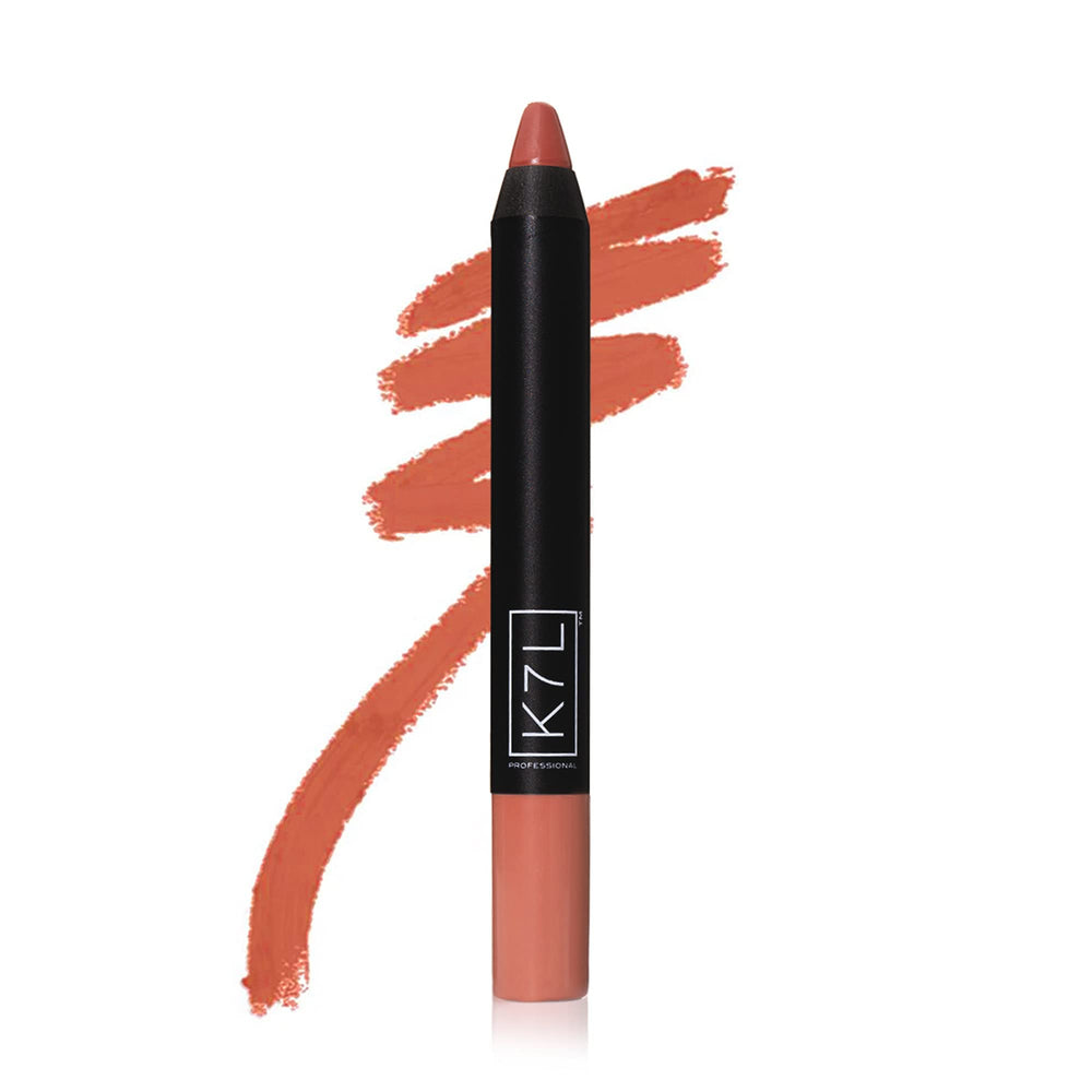 K7L Light Brown Lipstick Crayon application on lips for precise color
