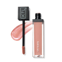 K7L Nude Pink Lip Gloss swatch shows natural color and subtle shine.