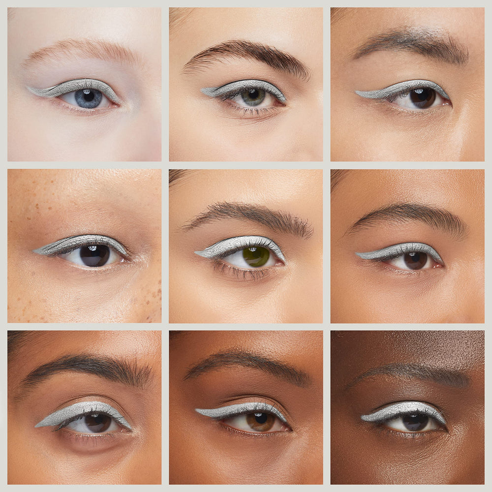K7L Silver Shimmer Eyeliner waterproof wear test shows lasting line.